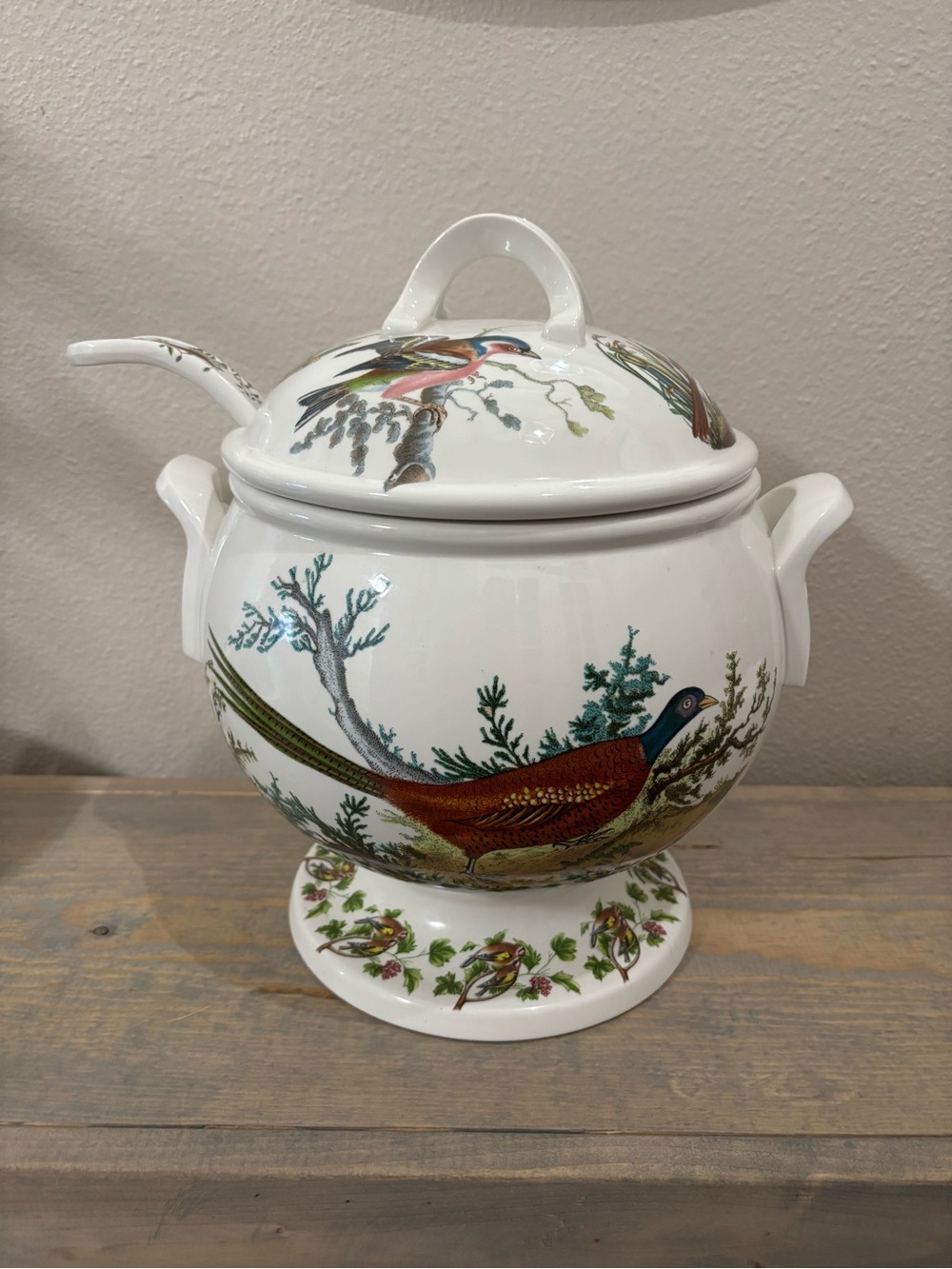 Vintage Portmeirion Birds of Britain Pheasant Soup Tureen Ladle 1978 England